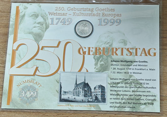 Moneta 10 marek Johann Wolfgang von Goethe 1999 r.