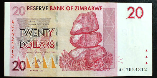 20 Dollars - Zimbabwe 2007 r.