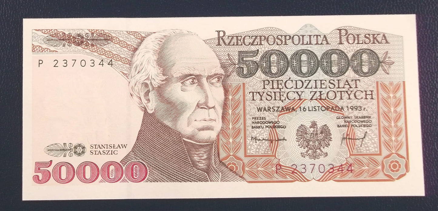 50000 zł Stanisław STASZIC 1993 UNC