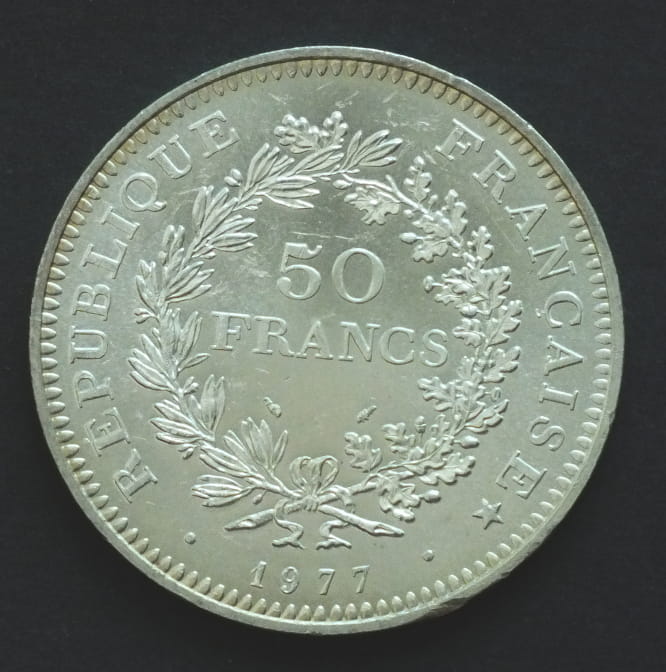 50 franków Herkules 1977 30 g srebra .900