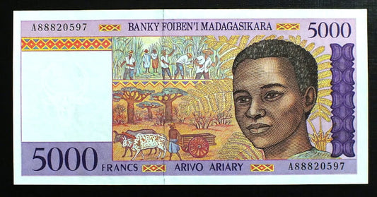 5000 Franków Madagaskar 1995 r.
