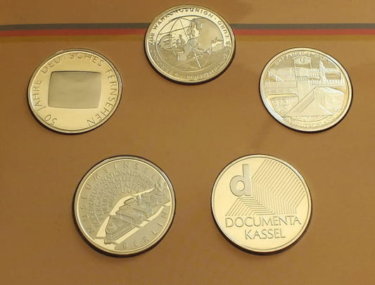 5 x 10 euro Proof Silber Gedenkmunzen 2002 Proof