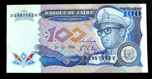 100  Zaires - Zair 1988 r.