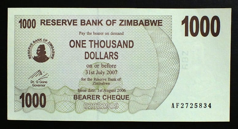 1000 Dollars - Zimbabwe