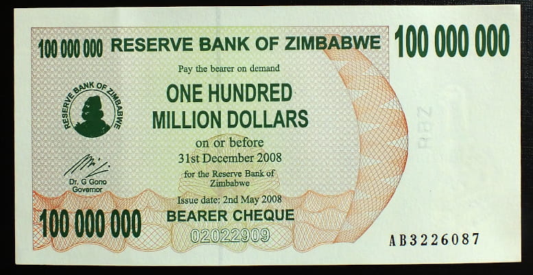 100 000 000 Dollars - Zimbabwe